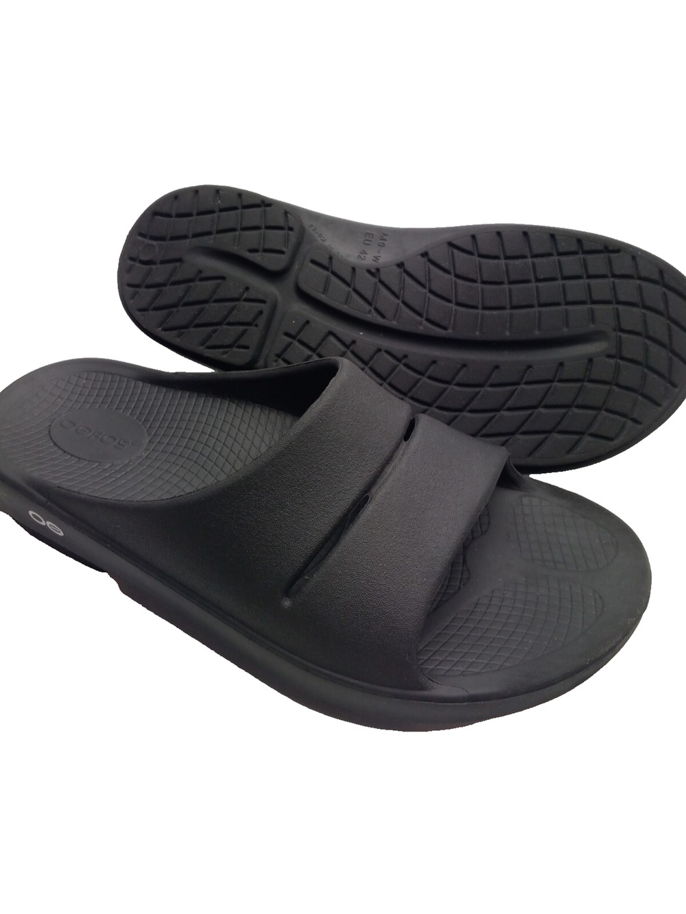OOFOS OOahh Sport Flex Slide Recovery Sandals Black Mens Sz 9 Wmns Sz 11